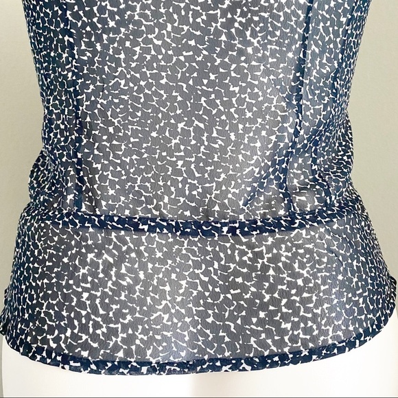 LIZ CLAIBORNE Navy Button Up Semi Sheer Top 10 - Picture 7 of 8